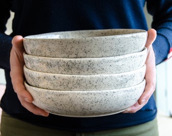 Pasta bowl - speckles - handmade - ceramic