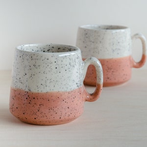 Cup - speckles of peach - handmade - ceramic