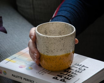Mug - speckles yellow - handmade - ceramics