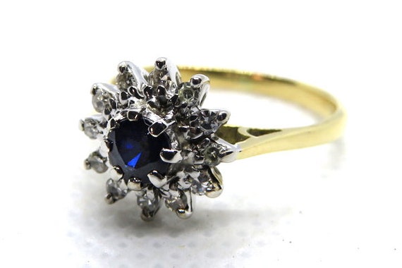 Vintage Sapphire and Diamond Cluster Ring ~ Set in
