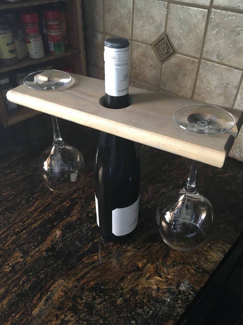 Handmade Wooden Wine Glass & Bottle Holder Etsy