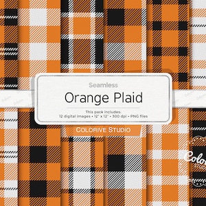 Orange Plaid digitaal papier, plaid, tartan, buffel, ruit, geruit, houthakker, gingang, achtergrondplakboekpapier (directe download)