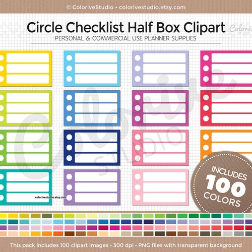 100 Blank Circle Checklist Planner Clipart Dot List Eclp Erin - Etsy