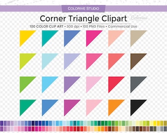 100 Corner Triangle clipart in rainbow colors solid blank triangle png clip art planner stickers supplies personal and commercial use