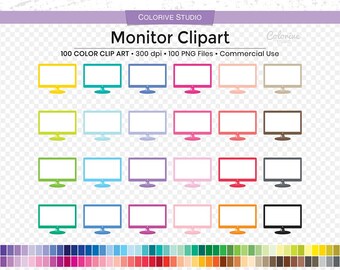 Computer Monitor PNG Clipart 100 Rainbow Colors Screen Planner Stickers