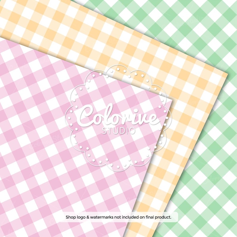 Pastel Gingham Digital Paper: Rainbow Scrapbook Paper (instant Download ...