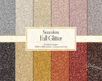Fall Glitter Digital Paper, Seamless Sparkle Texture Scrapbook Backgrounds (Instant Download)