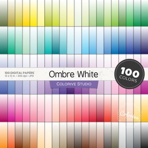 Papier numérique ombré 100 couleurs de l'arc-en-ciel ombre blanc à colorer l'arrière-plan pastel lumineux imprimable papiers de scrapbooking usage commercial