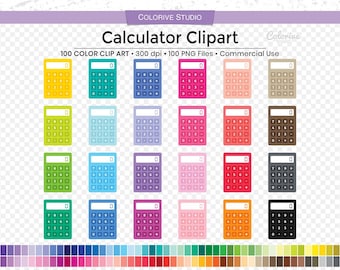 100 rekenmachine clipart in regenboogkleuren kantoor school wiskunde clip art png illustratie planner stickers levert persoonlijk en commercieel gebruik