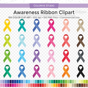 100 Awareness Ribbon Clipart in Regenbogenfarben Brustkrebs Bewusstsein Png Illustration Planer Sticker persönlichen und kommerziellen Gebrauch