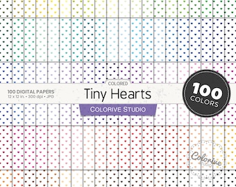 Rainbow Tiny Hearts Digital Paper: 100 Colors (Digital Download)