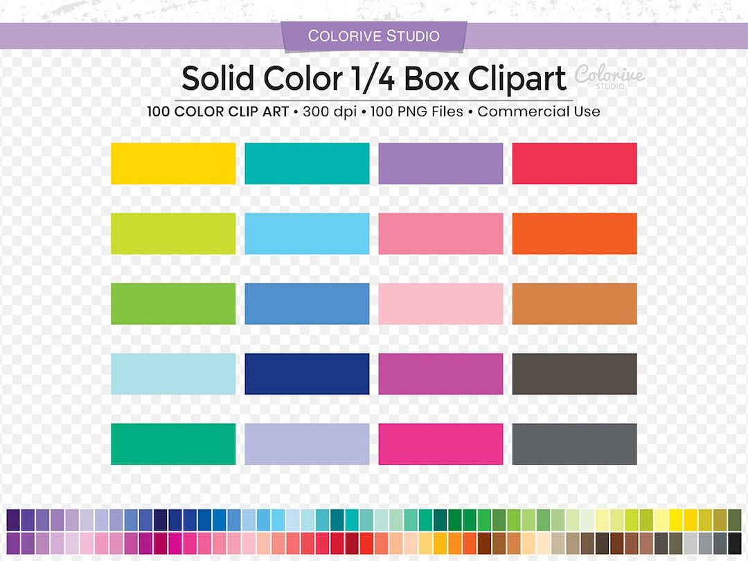 100 Solid Color Quarter Box Rainbow Planner Clipart Png Clip Art ...