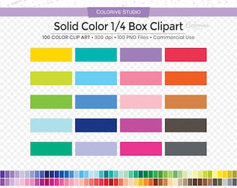 100 Solid Color quarter box rainbow planner clipart png clip art planner stickers supplies personal and commercial use