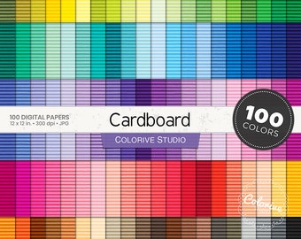 Cardboard Textures digital paper 100 rainbow colors cardstock corrugated texture background bright pastel printable scrapbook papers