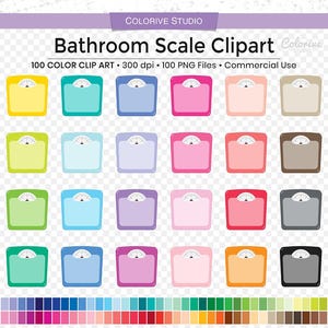 100 Bathroom Scale clipart in rainbow colors weighing fitness weight png illustration planner stickers supplies personal and commercial use