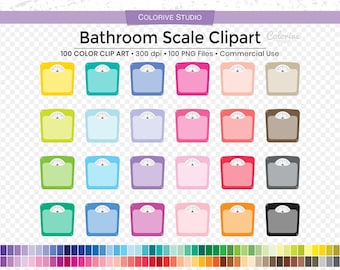 Rainbow Bathroom Scale Clipart: Planner Stickers (Digital Download)