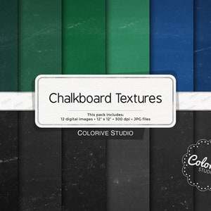 Chalkboard Textures digital paper, black green and blue chalk textures, grunge background, scrapbook papers (Instant Download)