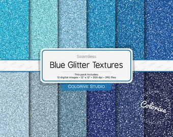 Blue Glitter digital paper, solid glitter textures, blue shades, light blue, navy blue glitter backgrounds scrapbook papers commercial use