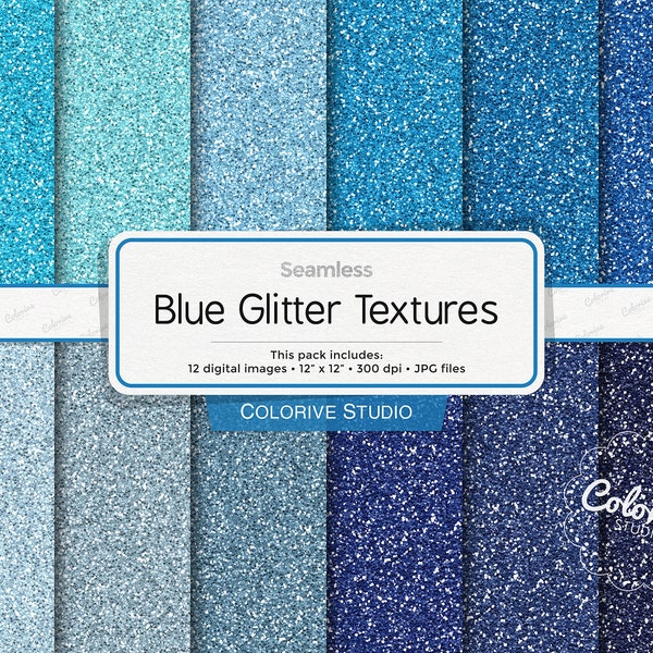 Blue Glitter digital paper, solid glitter textures, blue shades, light blue, navy blue glitter backgrounds scrapbook papers commercial use