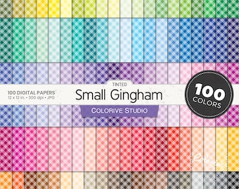 Small Gingham Digital Paper: 100 Rainbow Colors (Digital Download)