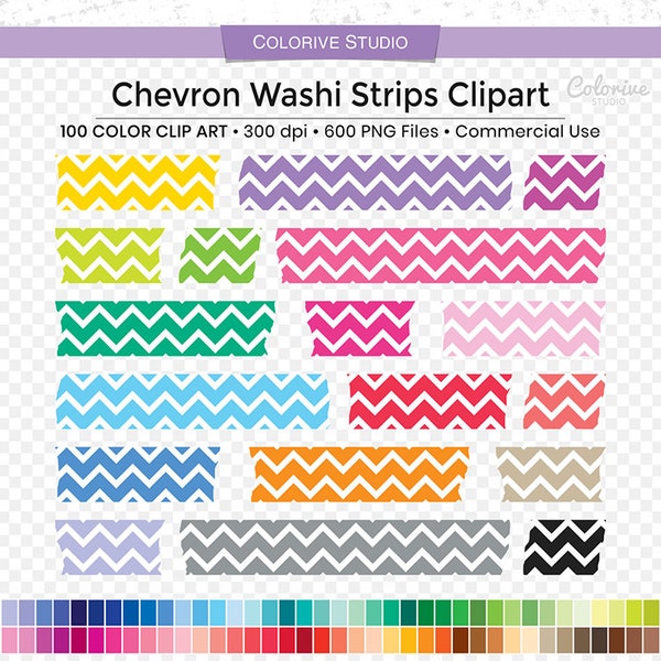 600 Chevron Washi Strips Clipart 100 rainbow colors zig zag washi tape megapack scrapbooking planner clipart planner stickers supplies