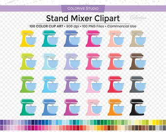 Rainbow Stand Mixer Clipart: 100 PNG Images (Digital Download)