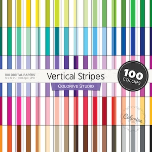 Papier numérique à rayures verticales 100 couleurs de l'arc-en-ciel, motif à rayures blanches, fond pastel clair, papiers de scrapbooking imprimables