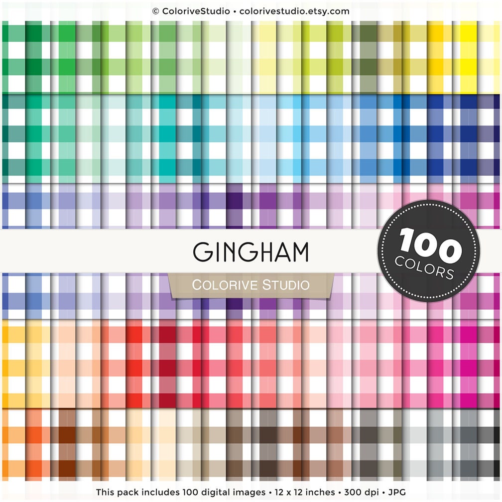 scrapbooks decorations instant download background papers for stickers Gingham Check digital paper pack in bright colors planners crafts