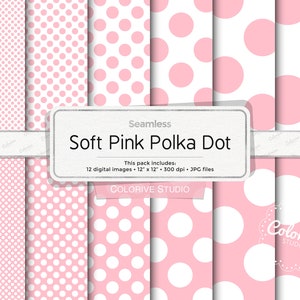 Carta digitale Soft Pink Polka Dot, rosa chiaro, piccoli pois, grandi pois, cerchi, punteggiati, carte per scrapbooking (download immediato)