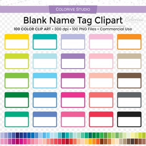 100 Name Tag Clipart in Regenbogenfarben blanko Namensschild Clip Art Planer Sticker für den persönlichen und kommerziellen Gebrauch