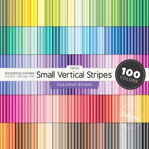 Getint kleine verticale strepen digitaal papier 100 regenboogkleuren recht gestreept achtergrondpatroon helder pastel afdrukbaar plakboekpapier