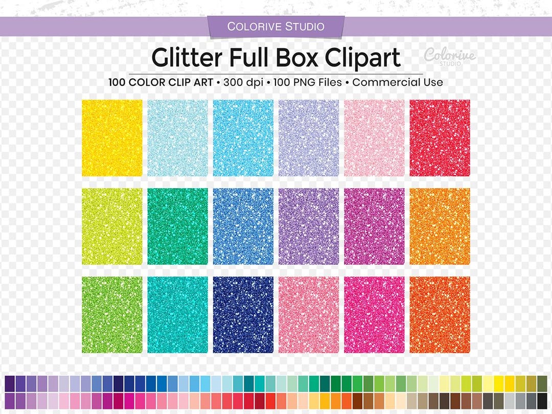 100 Glitter Full Box Planner Clipart Solid Glitter Boxes Png ...