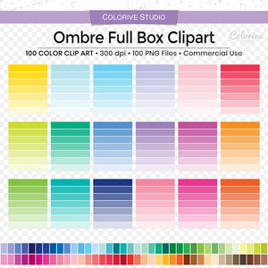 100 Ombre full box planner clipart blank ombre list rainbow png illustration planner stickers supplies personal and commercial use