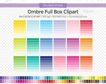 100 Ombre full box planner clipart blank ombre list rainbow png illustration planner stickers supplies personal and commercial use