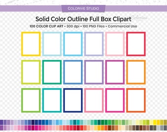 May include: A set of 100 colorful outlined square boxes. The boxes are filled with white space and are ready to be used for crafting, scrapbooking, or other creative projects.