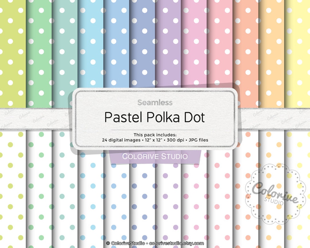 Pastel Polka Dots Digital Paper Soft Color Polkadot Pattern Etsy