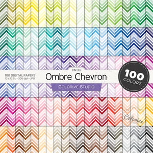 Ombre Chevron digitaal papier 100 regenboogkleuren klassiek ombre chevron patroon heldere pastel achtergrond afdrukbare plakboekpapier