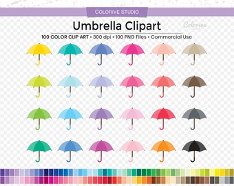 100 Umbrella clipart rainbow colors rainy day umbrella png clip art planner stickers supplies personal and commercial use