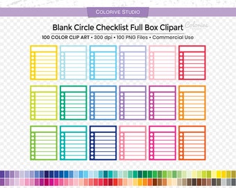 Circle Checklist Clipart: 100 Planner Stickers (PNG Digital Download)
