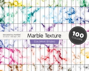 Papel digital con textura de mármol, 100 colores del arcoíris, texturas de mármol, fondo pastel brillante, papeles para álbumes de recortes imprimibles, uso comercial