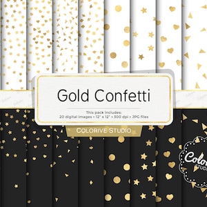 Gold Stars Confetti Borders Pack, Digital Gold Stars Confetti, Gold  Texture, Gold Foil, Gold Stars Digital Confetti Borders, Commercial Use 