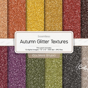 Autumn Glitter digital paper, brown yellow orange green fall glitter textures background scrapbook papers personal and commercial use