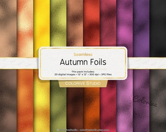 Metallic,Texture Papers Fall Foil Digital Paper Crumpled Foil Autumn Digital Paper Digital Paper Pack Digital Backgrounds Scrapbooking