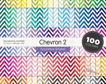 100 Seamless Chevron Digital Papers, Rainbow Pastel Bright Classic Pattern, Scrapbooking Background