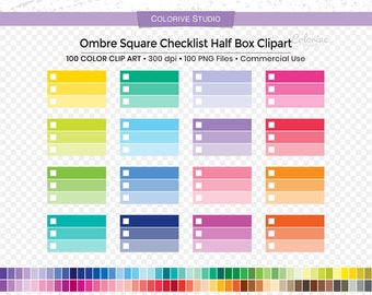 100 Ombre Checklist half box planner clipart square list png illustration planner stickers supplies personal and commercial use