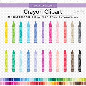 100 Buntstift Clipart in Regenbogenfarben Büro Schule Clip Art PNG Illustration Planer Aufkleber für den persönlichen und kommerziellen Gebrauch
