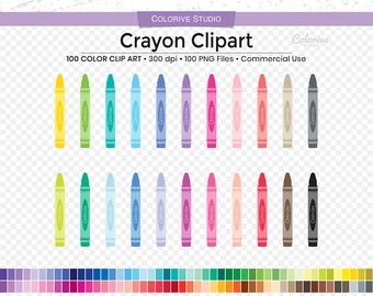 Imágenes prediseñadas de crayones arcoíris: 100 ilustraciones PNG (descarga digital)