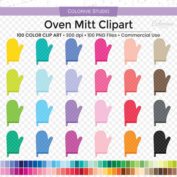 100 Oven Mitt clipart in rainbow colors kitchen home cooking glove png clip art planner stickers supplies personal and commercial use