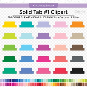 100 Solid Tab Clipart in Regenbogenfarben Solid Blank Tab Divider PNG Illustration Planer Stickers Clip Art persönlichen und kommerziellen Gebrauch