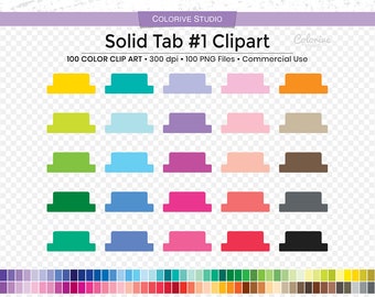 Imágenes prediseñadas de pestañas sólidas arcoíris: 100 pegatinas PNG para agendas (descarga digital)